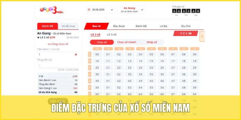 Xổ số lô đề miền Nam tại VUA99 có những điểm đặc trưng riêng