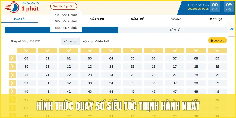 Những hình thức quay số siêu tốc được yêu thích nhất tại nhà cái uy tín
