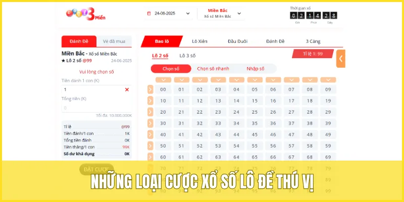 Những loại cược xổ số lô đề thú vị nên thử khi tham gia VUA99