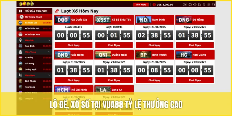 Lô đề, xổ số tại VUA88 có tỷ lệ thưởng cao vượt trội